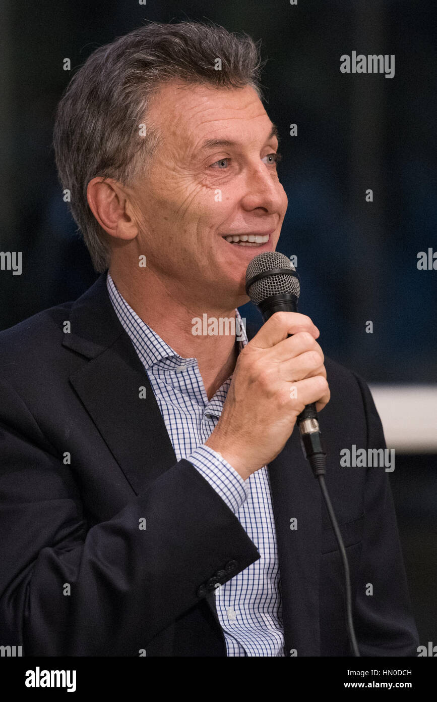 Olivos, Argentine - 6 mai 2016 : Président de l'ARGENTINE Mauricio Macri lors d'une conférence de presse pour la presse étrangère dans la Quinta de Olivos. Banque D'Images Olivos, Argentine - 6 mai 2016 : Président de l'ARGENTINE Mauricio Macri lors d'une conférence de presse pour la presse étrangère dans la Quinta de Olivos. Banque D'Images
