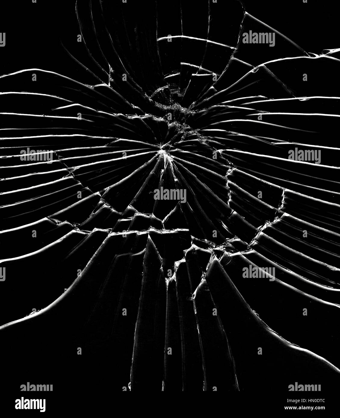 Détail le verre brisé - les fissures et les éclats de verre -frapper Banque D'Images
