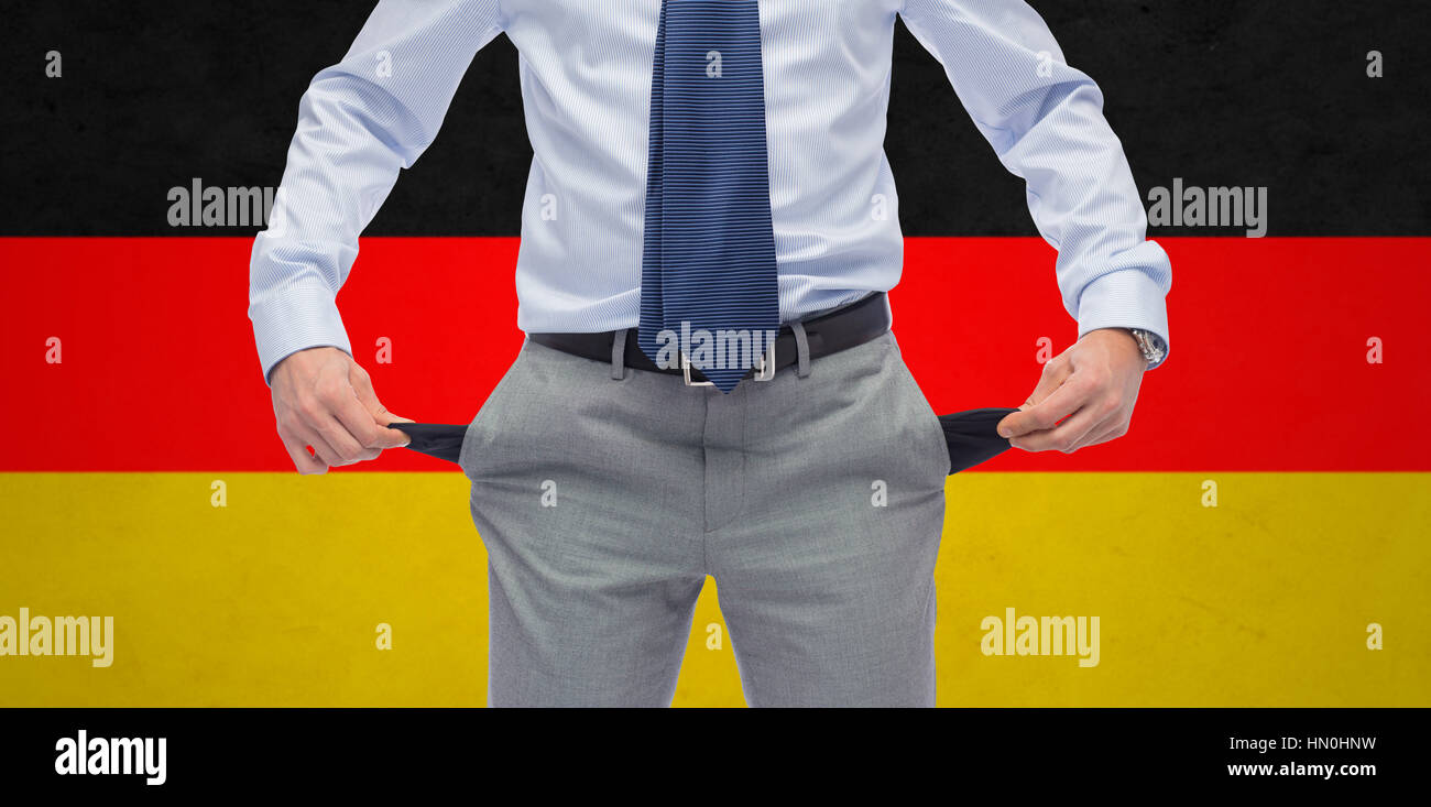Close up d'affaires allemand avec poches vides Banque D'Images