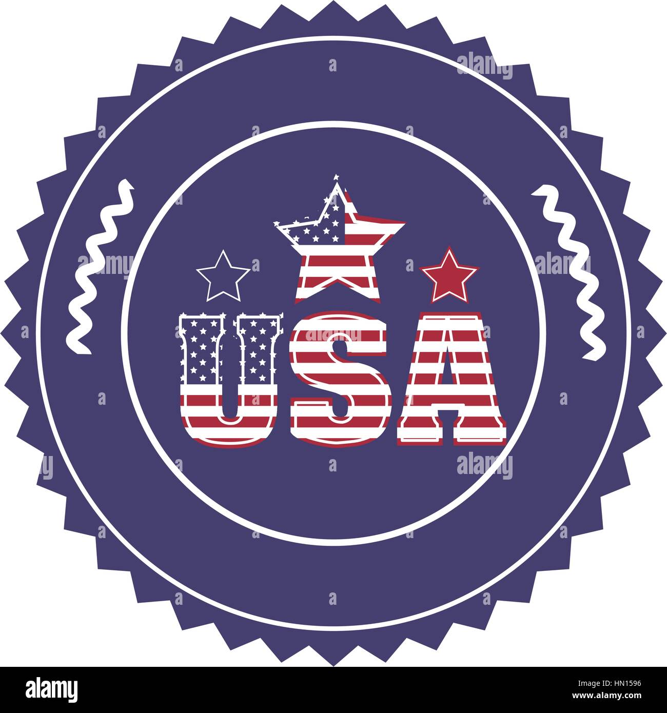 Timbre avec lettres U S A et star dans cadre rond vector illustration Illustration de Vecteur
