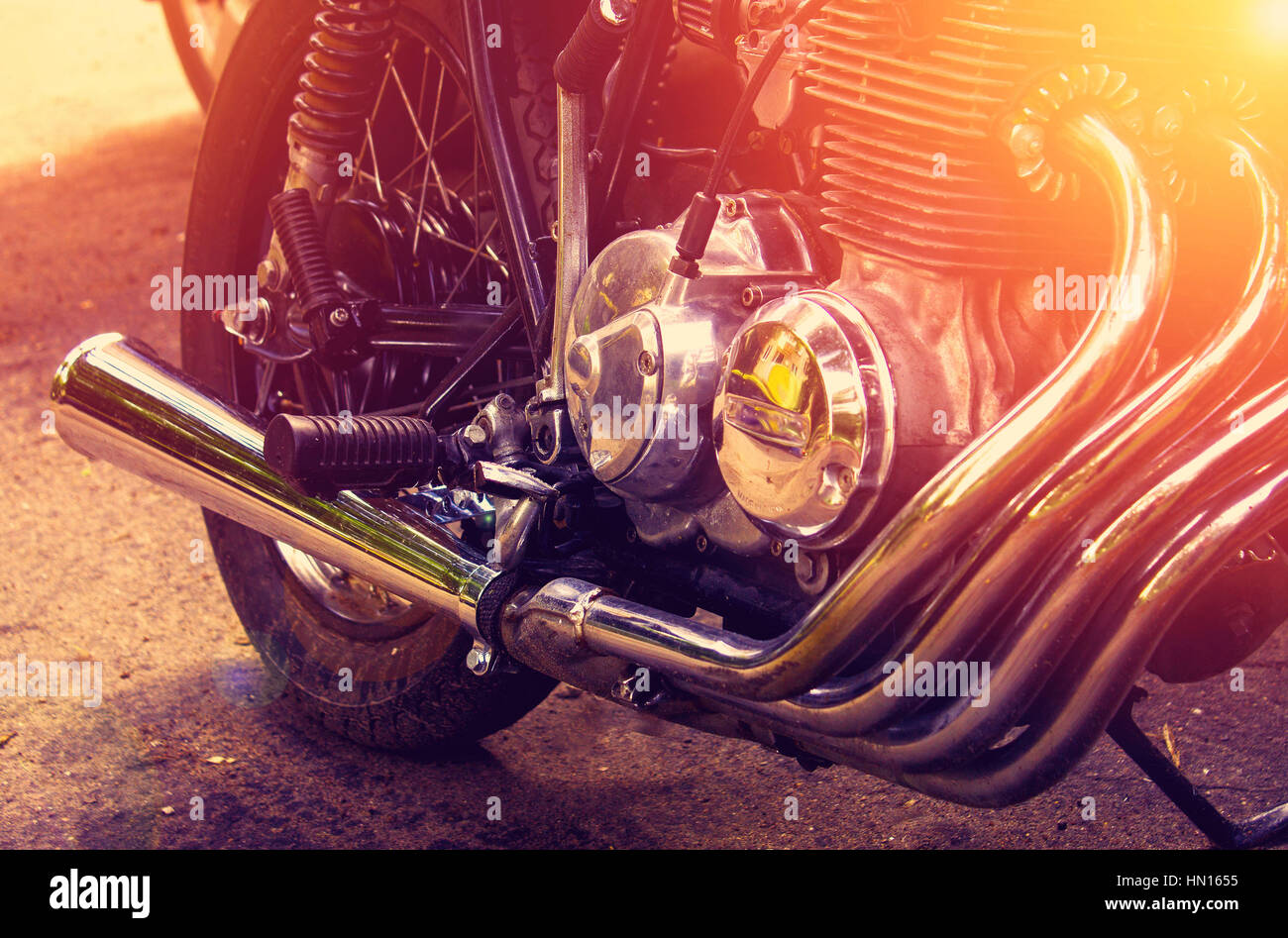 Une partie de la moto. Close up. Effet d'éclairage doux Banque D'Images
