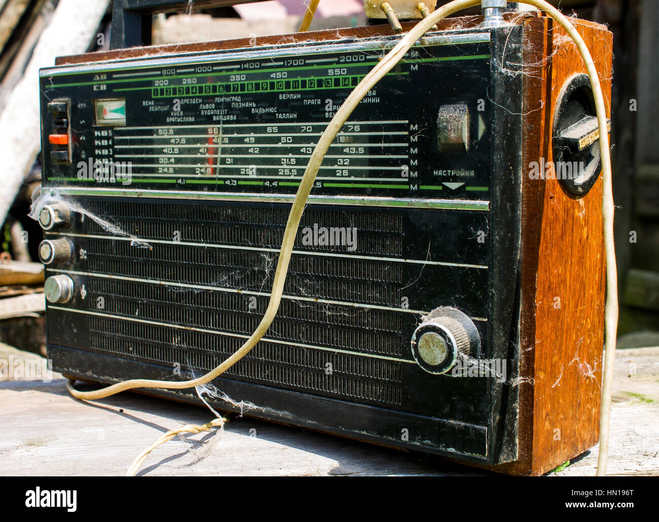 Close up d'une vieille radio.L'ancienne radio récepteur avec un site web  Photo Stock - Alamy