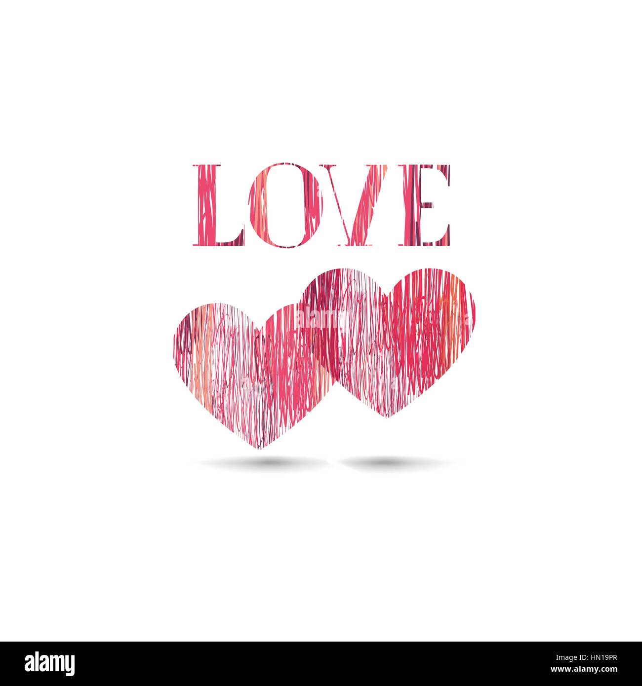 Signe D Amour Love Happy Valentines Day Card Dessin Au Crayon Dessin Croquis Carte De Vœux Lettrage Image Vectorielle Stock Alamy