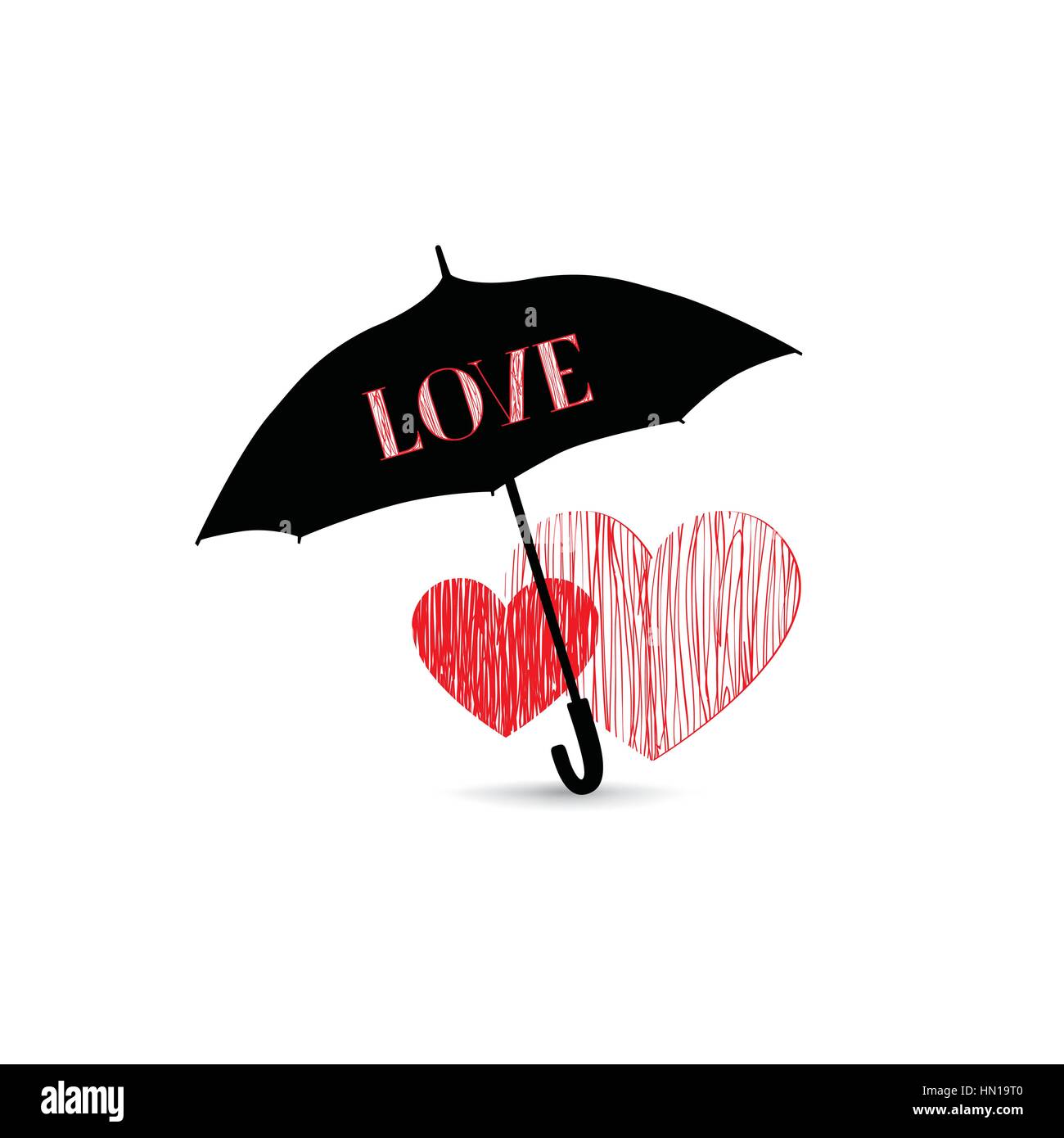 Love Heart sign sur la protection de l'égide. Deux coeurs amoureux isolé sur fond blanc l'icône. Valentine's day Greeting Card design Illustration de Vecteur