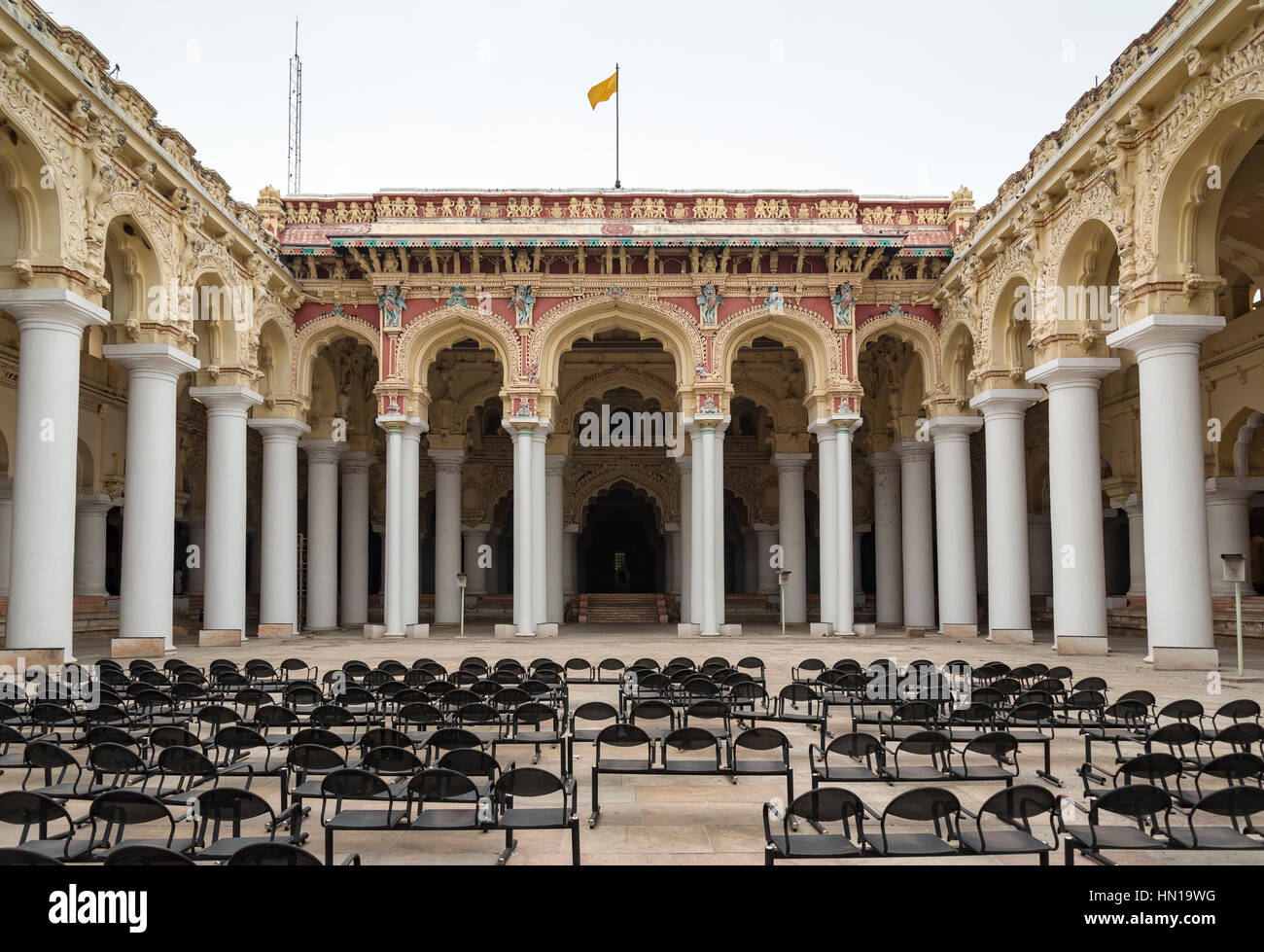 Cour du Palais Thirumalai Nayakkar Mahal, Madurai Banque D'Images
