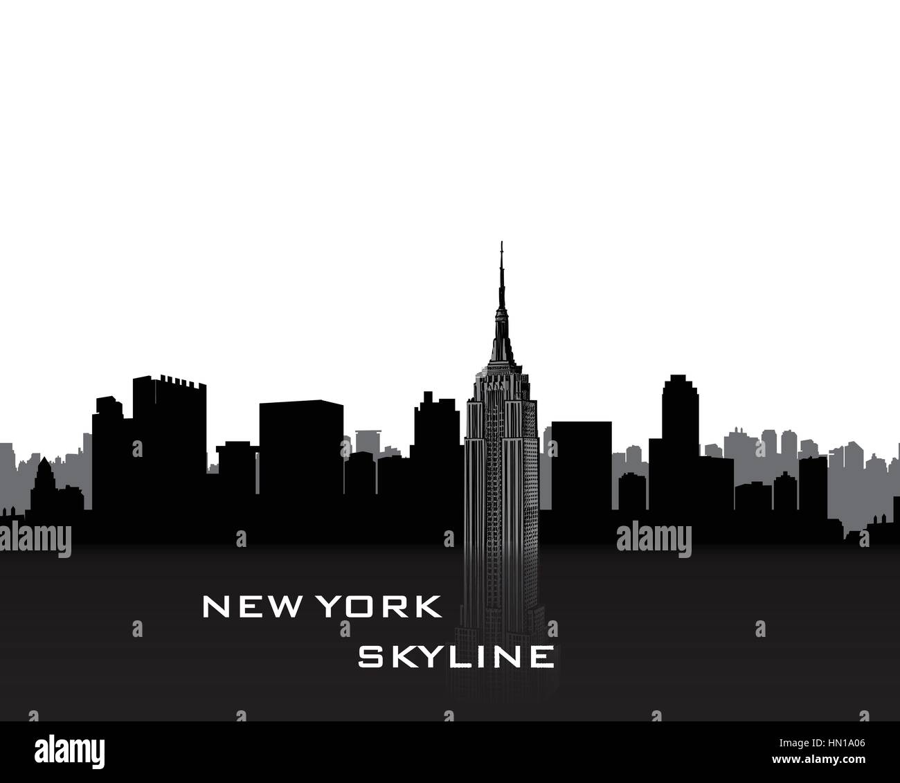 New york city skyline silhouette aux chanter sur bow over white background Illustration de Vecteur