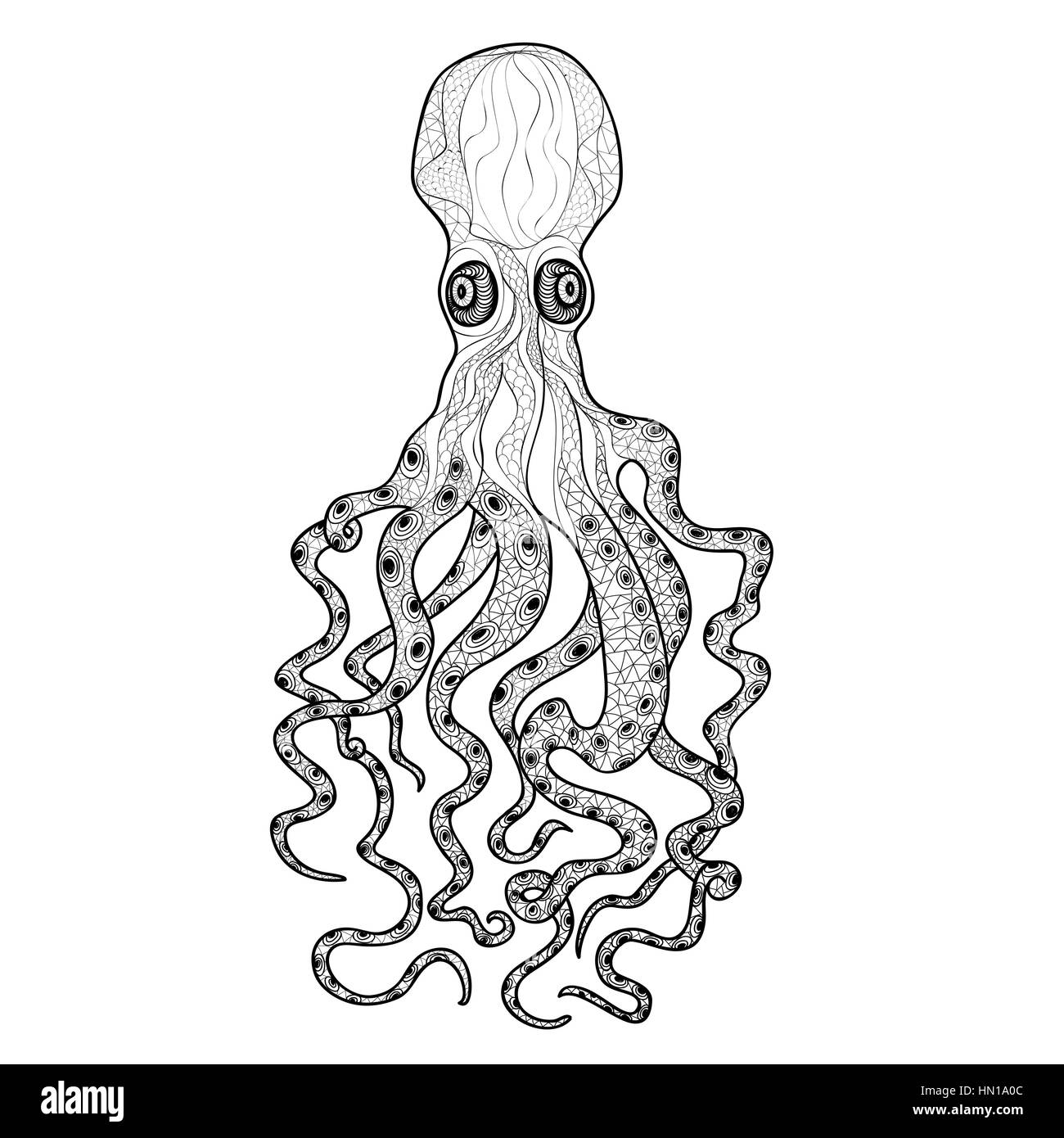 À motifs octopus. animal monstre de mer objet ornement isolé sur fond blanc. sous l'élément de conception ornementale de fruits de mer Illustration de Vecteur