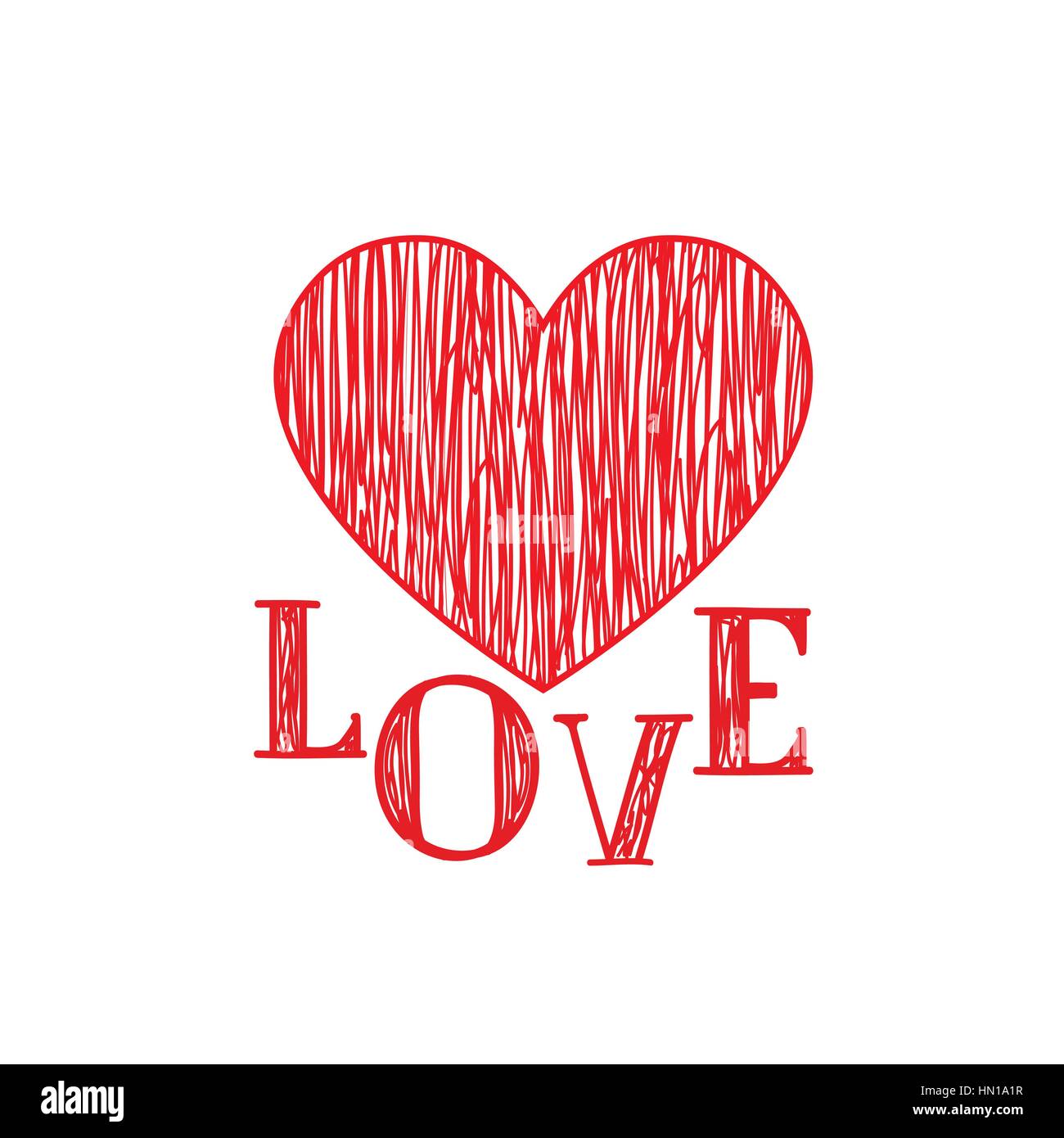 Coeur d'amour greeing. carte coeur rouge peint, élément du vecteur pour votre conception Illustration de Vecteur