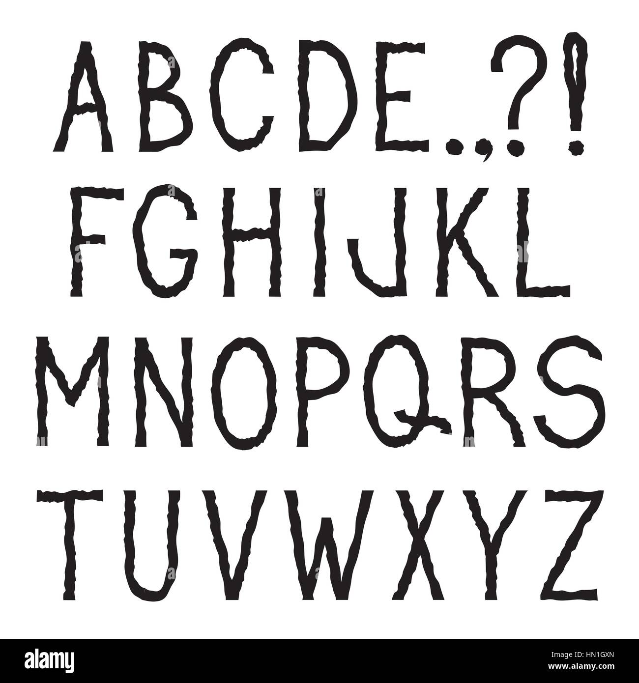 Alphabet. grunge dessin ligne police décorative. hipsters doodle a tracé des caractères Latin alphabet lettre Illustration de Vecteur