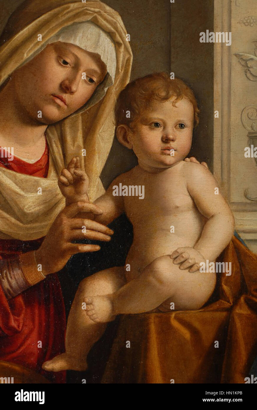 Madonna col bambino tra i Santi Michele Arcangelo e Andrea - amministrazione, Madonna col bambino Banque D'Images
