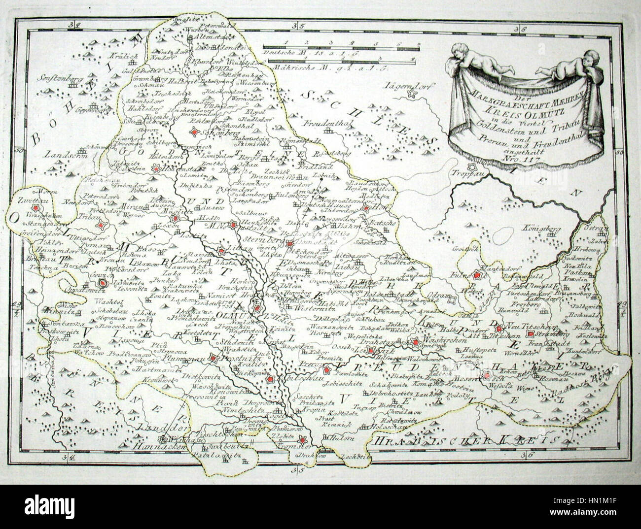 La carte de la Moravie en 1791 par Reilly 117 Banque D'Images