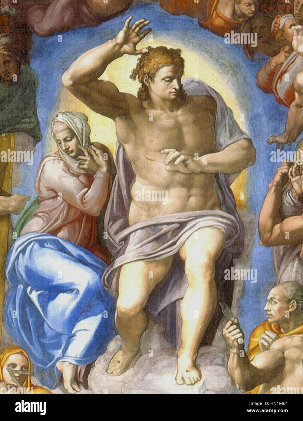 Michelangelo Buonarroti, un artiste italien, peignit Le Jugement Dernier, une fresque sur le mur de l'autel de la Chapelle Sixtine, entre 1534 et 1541, représentant la Seconde Venue du Christ et le jugement final de l'humanité. Banque D'Images