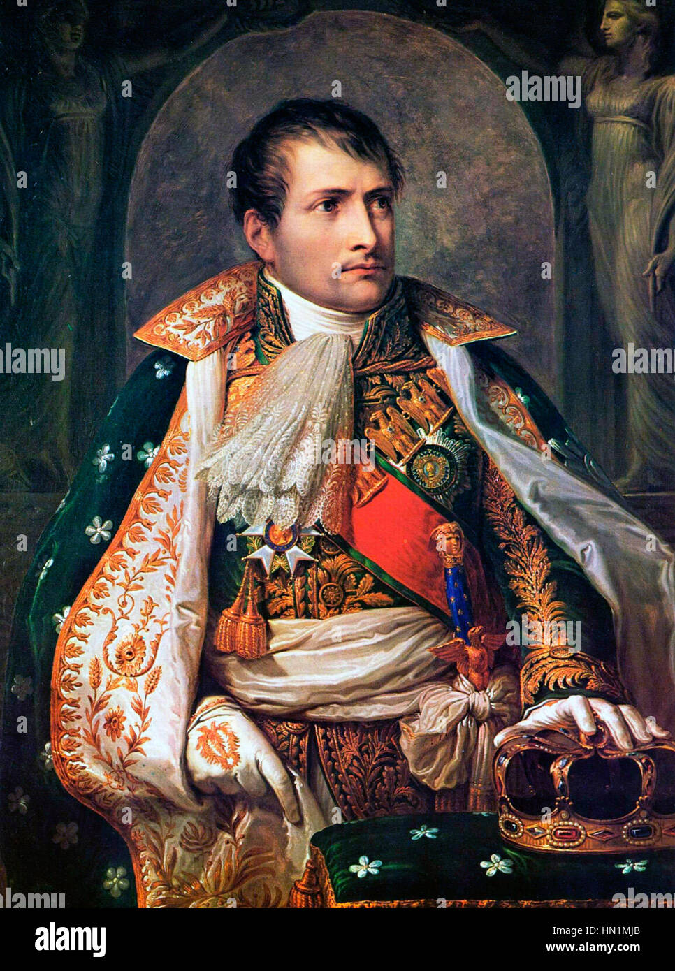 Le portrait de Napoléon Ier d’Andrea Appiani présente l’empereur français d’une manière digne et autoritaire. Peinte au début du XIXe siècle, cette pièce met en valeur le style néoclassique d’Appiani et sa maîtrise du portrait impérial. Banque D'Images