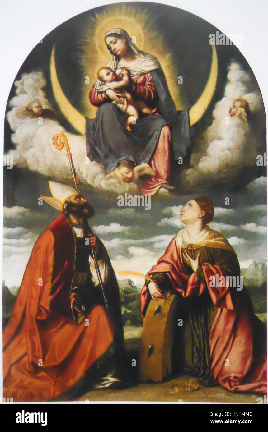 Madonna col bambino dans gloria con i santi Martino e Caterina Banque D'Images