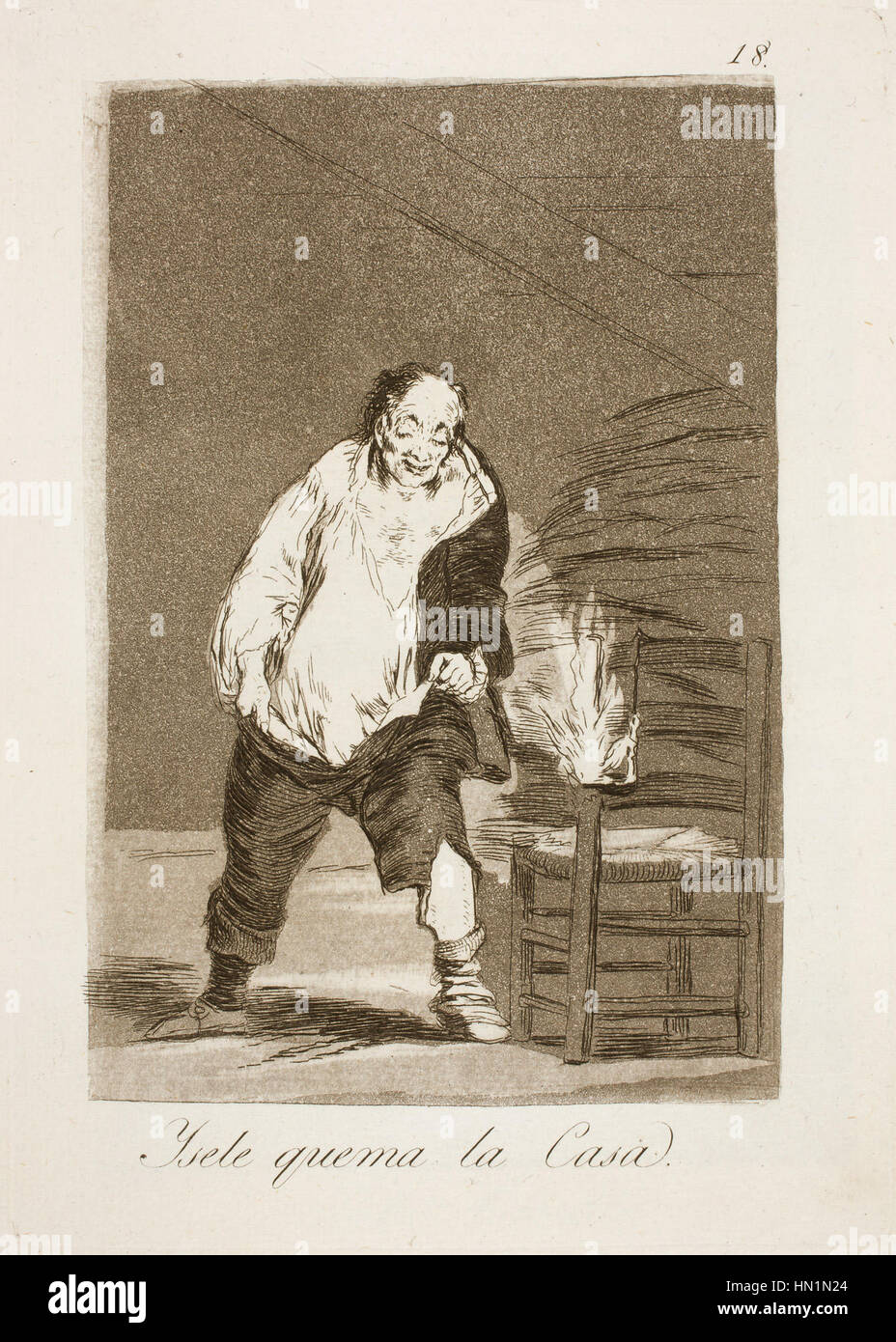 Museo del Prado - Goya - Caprichos - n°18 - Y se le quema la Casa Banque D'Images