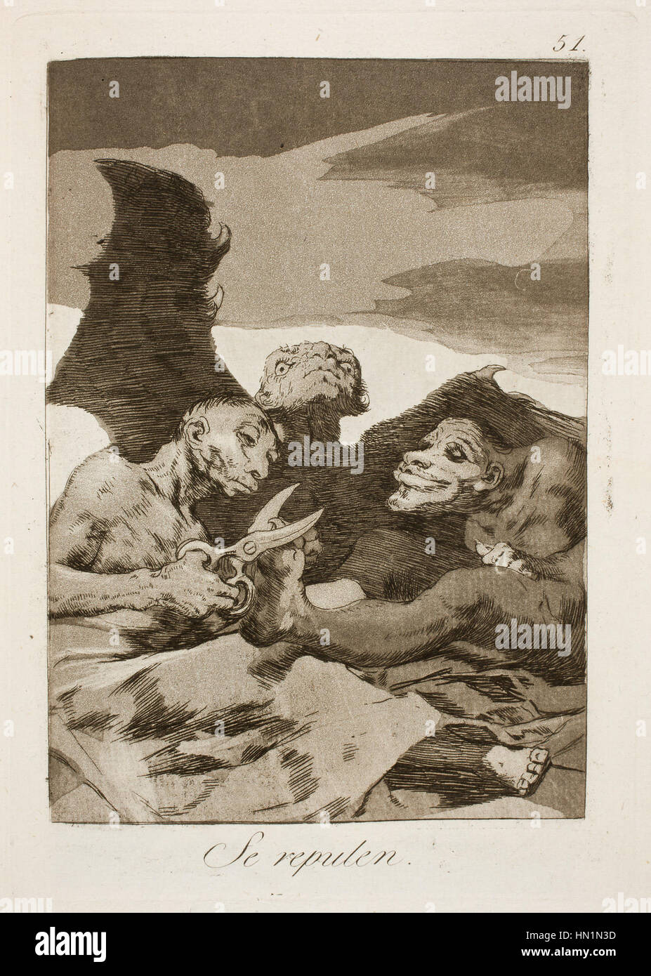 Museo del Prado - Goya - Caprichos - N° 51 - Se repulen Banque D'Images