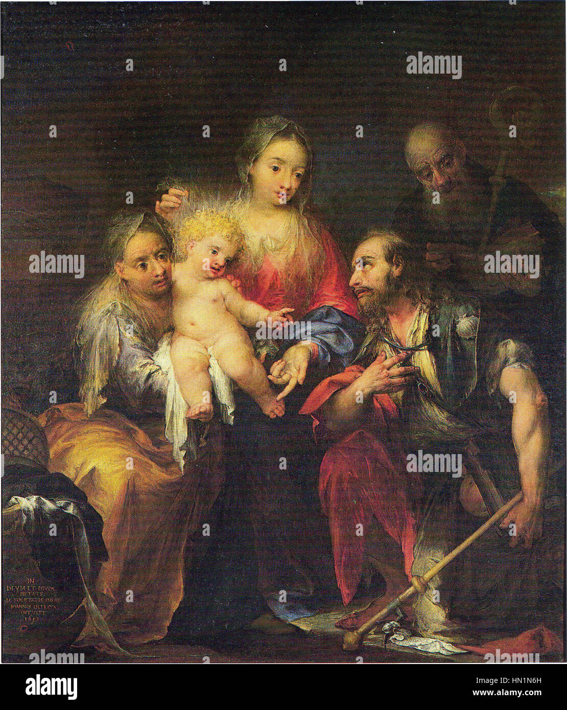 Madonna col bambino tra i santi anna, Giacomo e benedetto (Andrea Celesti) Banque D'Images