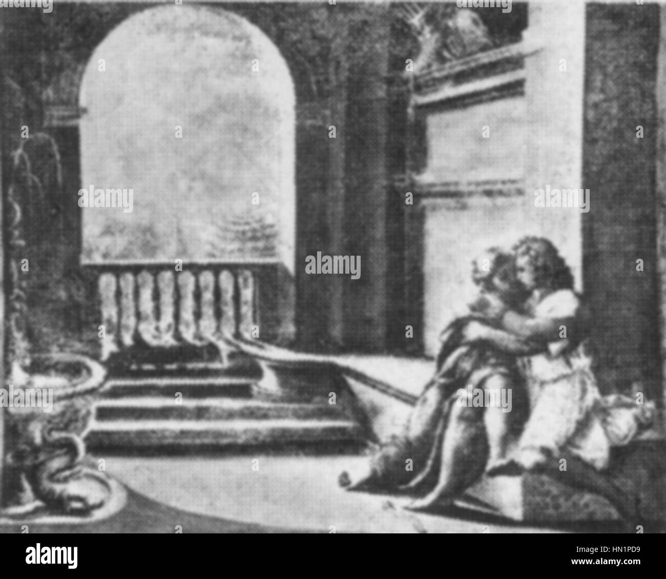 La Loggia di Raffaello fait partie des palais du Vatican, célèbre pour ses fresques créées par Raphaël. Cette section particulière présente un art de la Renaissance dynamique avec des thèmes religieux et mythologiques. C'est un exemple significatif du travail de Raphaël au Vatican. Banque D'Images