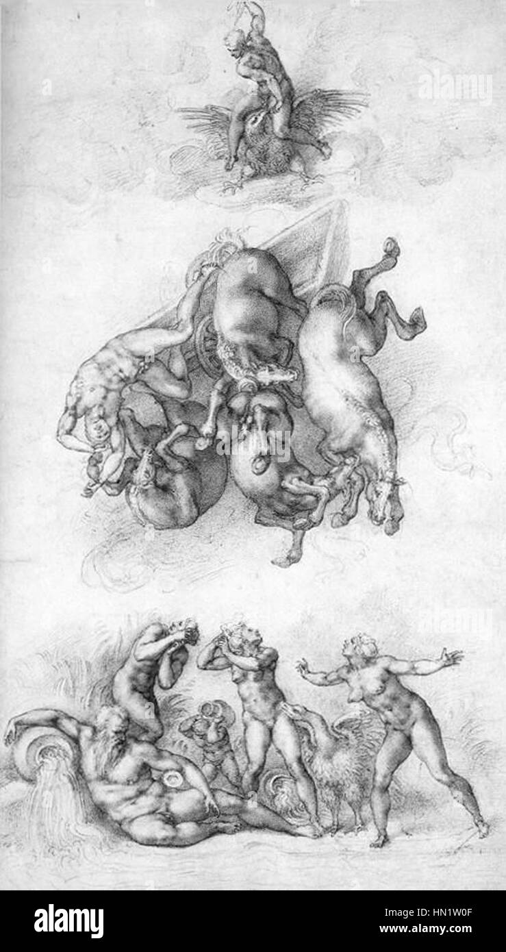 Michelangelo Buonarroti - la chute de Phaeton - WGA15504 Banque D'Images