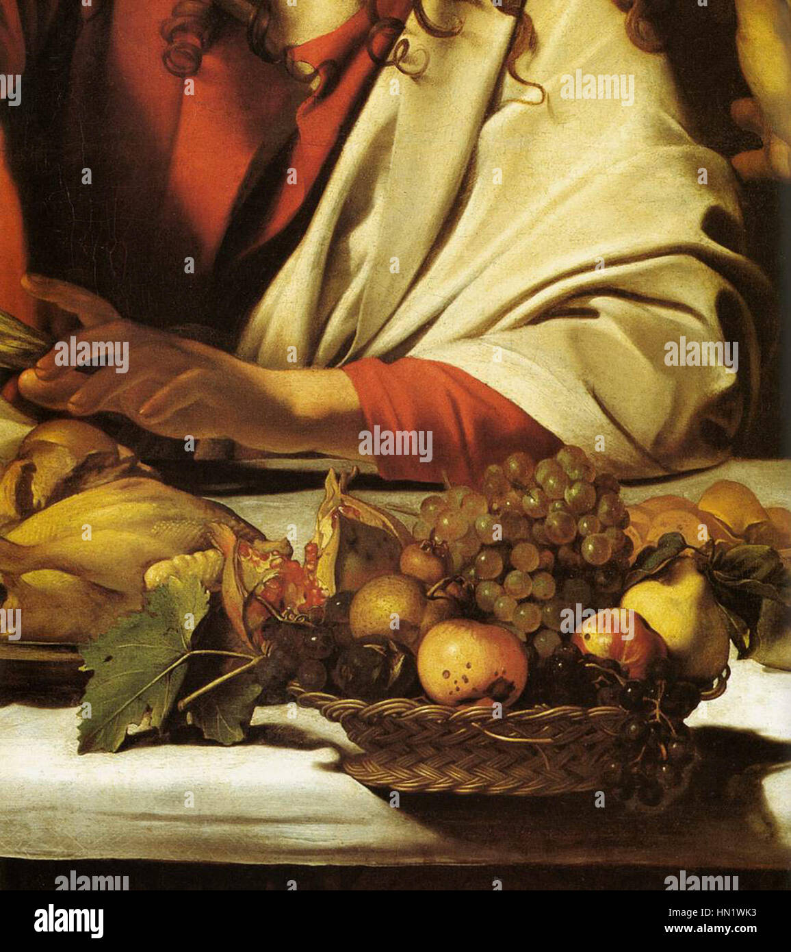 Michelangelo Merisi da Caravaggio - Le souper à Emmaüs (détail) - WGA04145 Banque D'Images