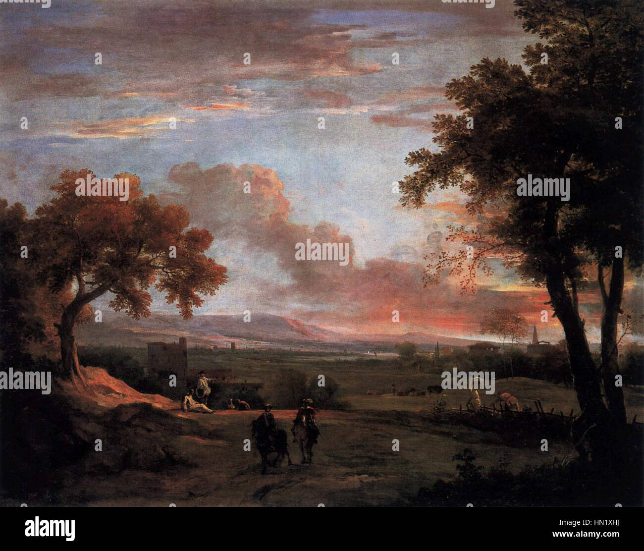 Marco Ricci - paysage du sud au crépuscule - WGA19407 Banque D'Images
