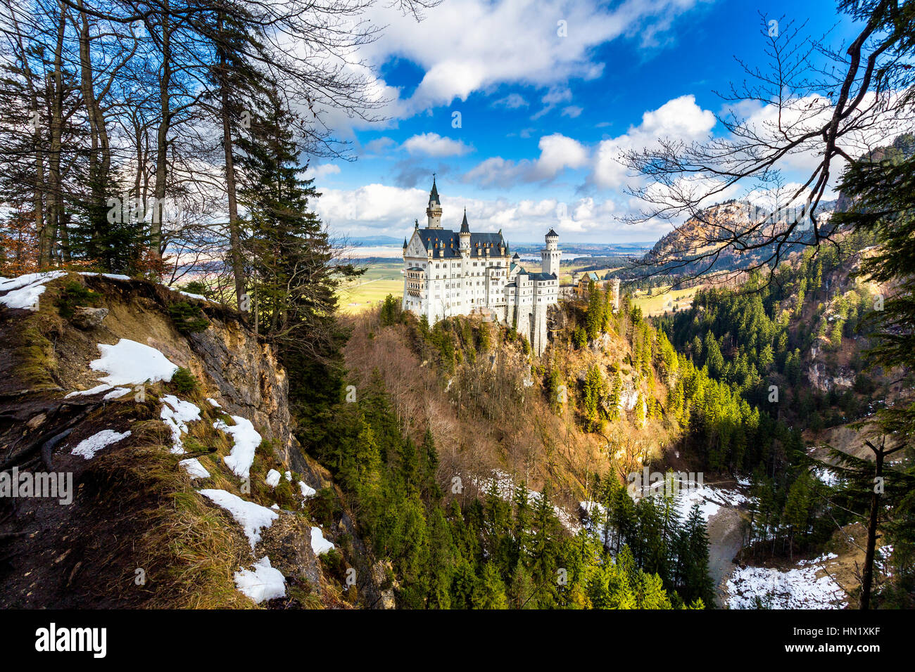 Le célèbre château de Neuschwanstein en Allemagne situé à Fussen, Bavière, Allemagne Banque D'Images