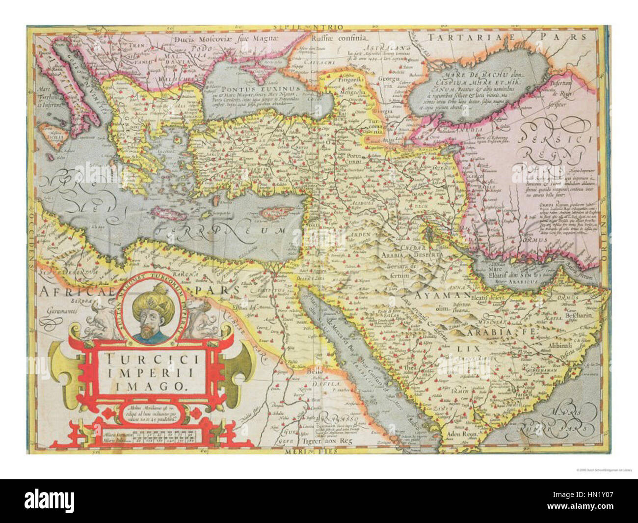 Carte de l'Empire turc, à partir de l'Atlas de Mercator publié par Jodocus Hondius Amsterdam, 1606 Banque D'Images