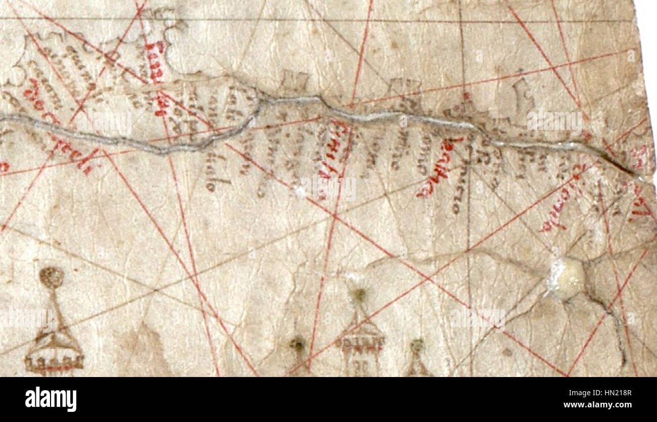 Carte nautique de la région méditerranéenne, y compris l'Europe avec des Îles britanniques et une partie de la Scandinavie. HM 1548. anonyme, PORTOLAN GRAPHIQUE (Italie, 15e siècle).D Banque D'Images