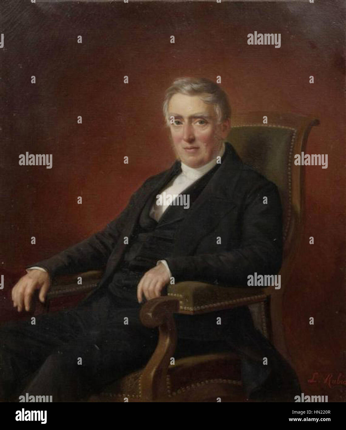 Portrait d'Alexandre Samuel Louis Pilet, pasteur à Francfort-sur-le-Main et professeur de théologie à Genève, par Luigi Roibo, un artiste italien, avant 1865. Banque D'Images