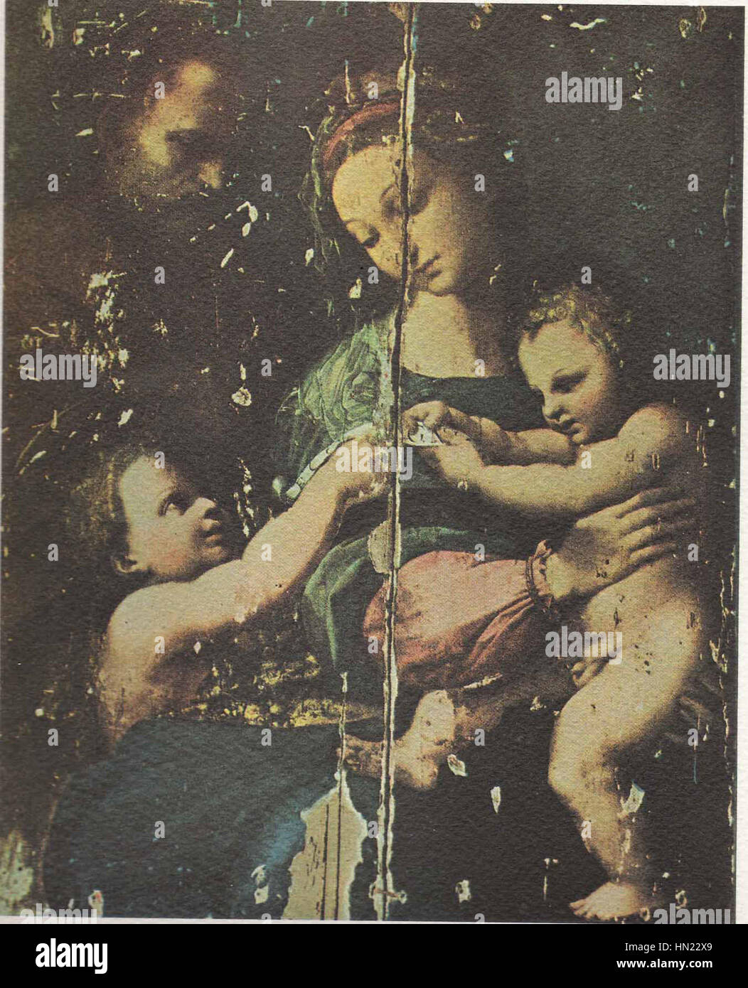 La Vierge de Bogota de Raphaël Sanzio Urbino est une peinture de la Renaissance vénérée représentant la Vierge Marie et l'enfant Jésus, célébrée pour sa grâce et la technique magistrale du peintre. Banque D'Images
