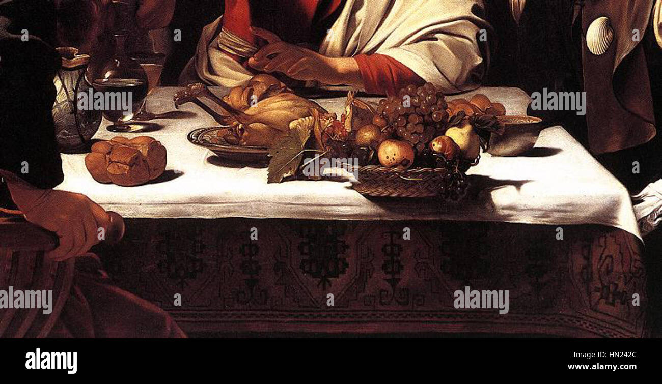Michelangelo Merisi da Caravaggio - Le souper à Emmaüs (détail) - WGA04144 Banque D'Images