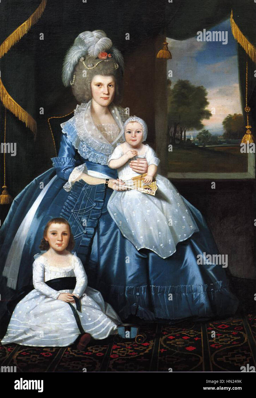 Mme Benjamin Tallmadge et fils Henry Floyd et sa fille Maria Jones 1790 Banque D'Images