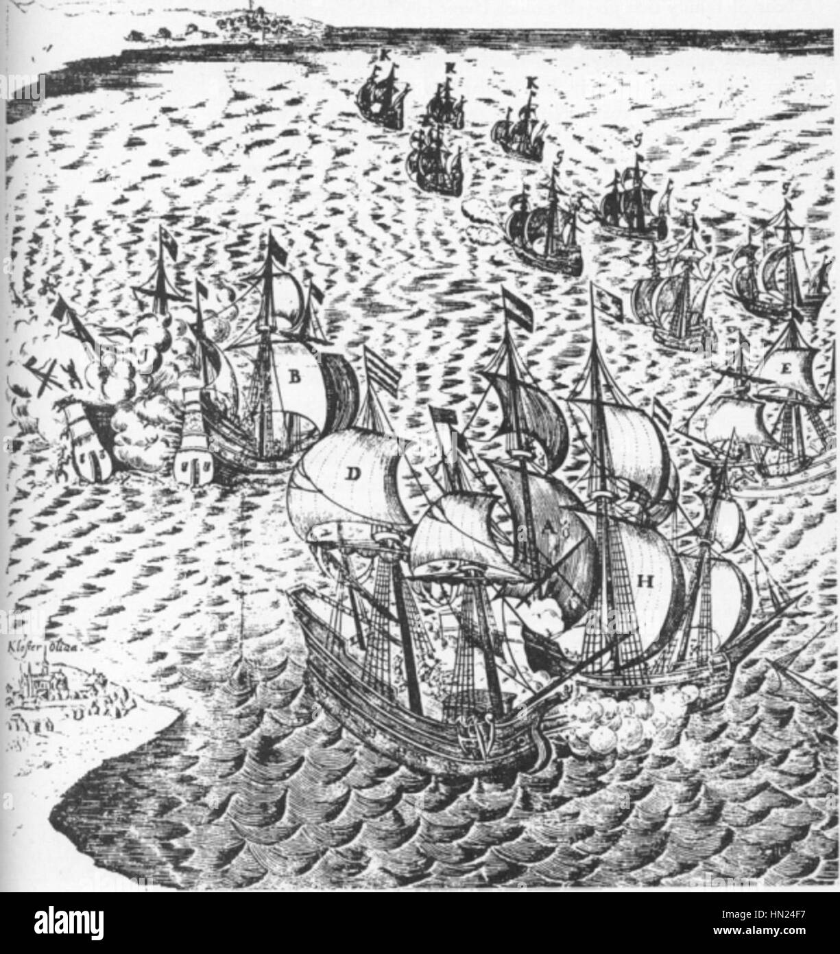 Bataille navale près de Danzig en 1627 Banque D'Images