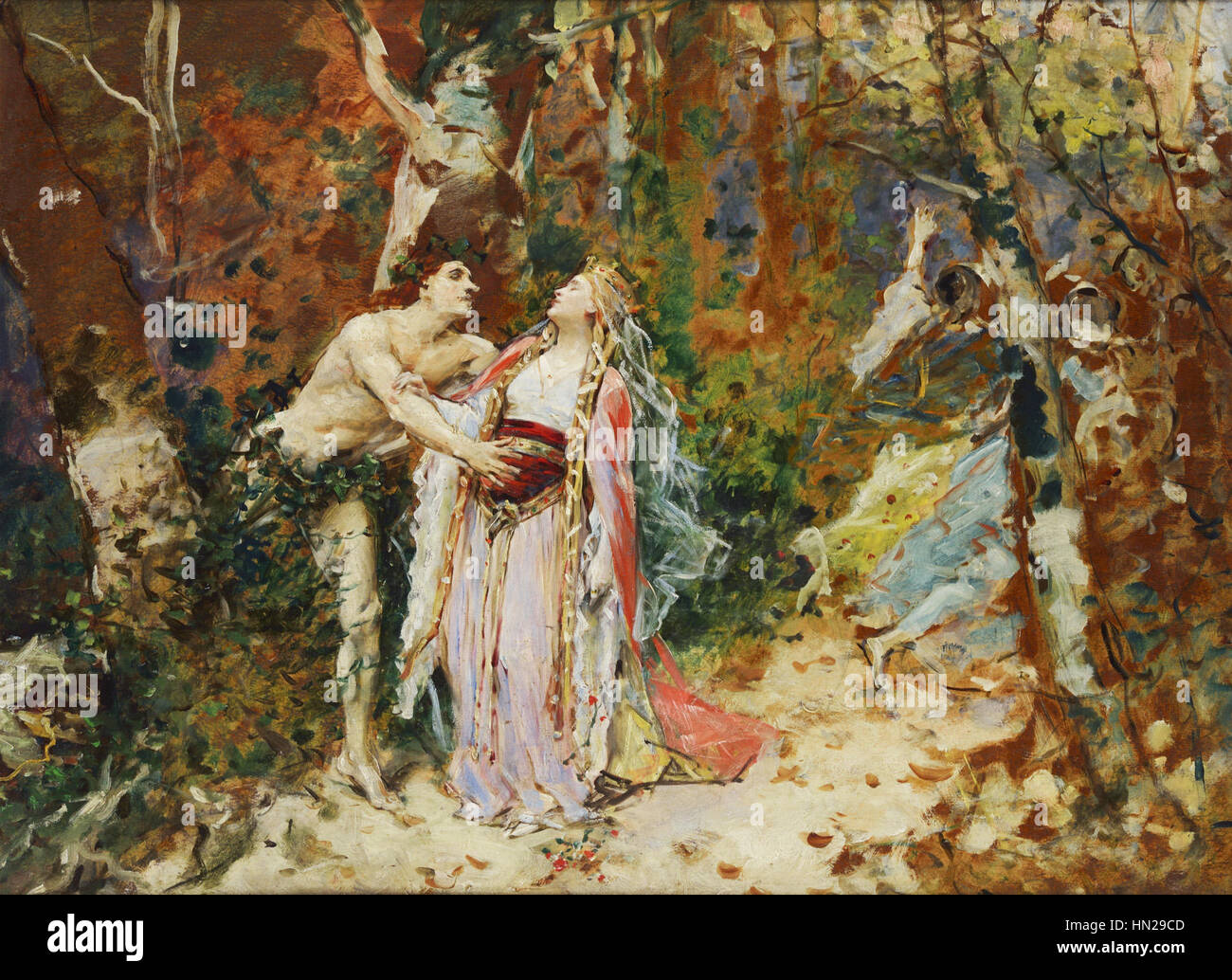 'Prekvapeni' de Marold dépeint une scène pleine de surprise, capturant un moment d'intensité émotionnelle. L'œuvre est connue pour son style expressionniste, mettant l'accent sur l'émotion humaine et la narration dramatique à travers des couleurs vives et la composition. Banque D'Images