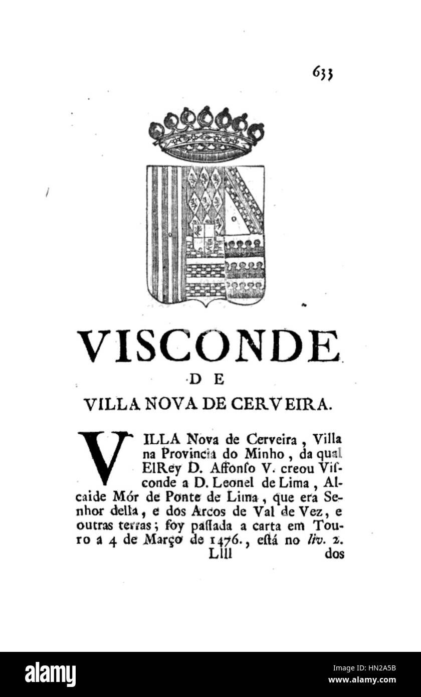 E Historicas Memorias Genealogicas dos Grandes de Portugal - Visconde de Villa Nova de Cerveira Banque D'Images