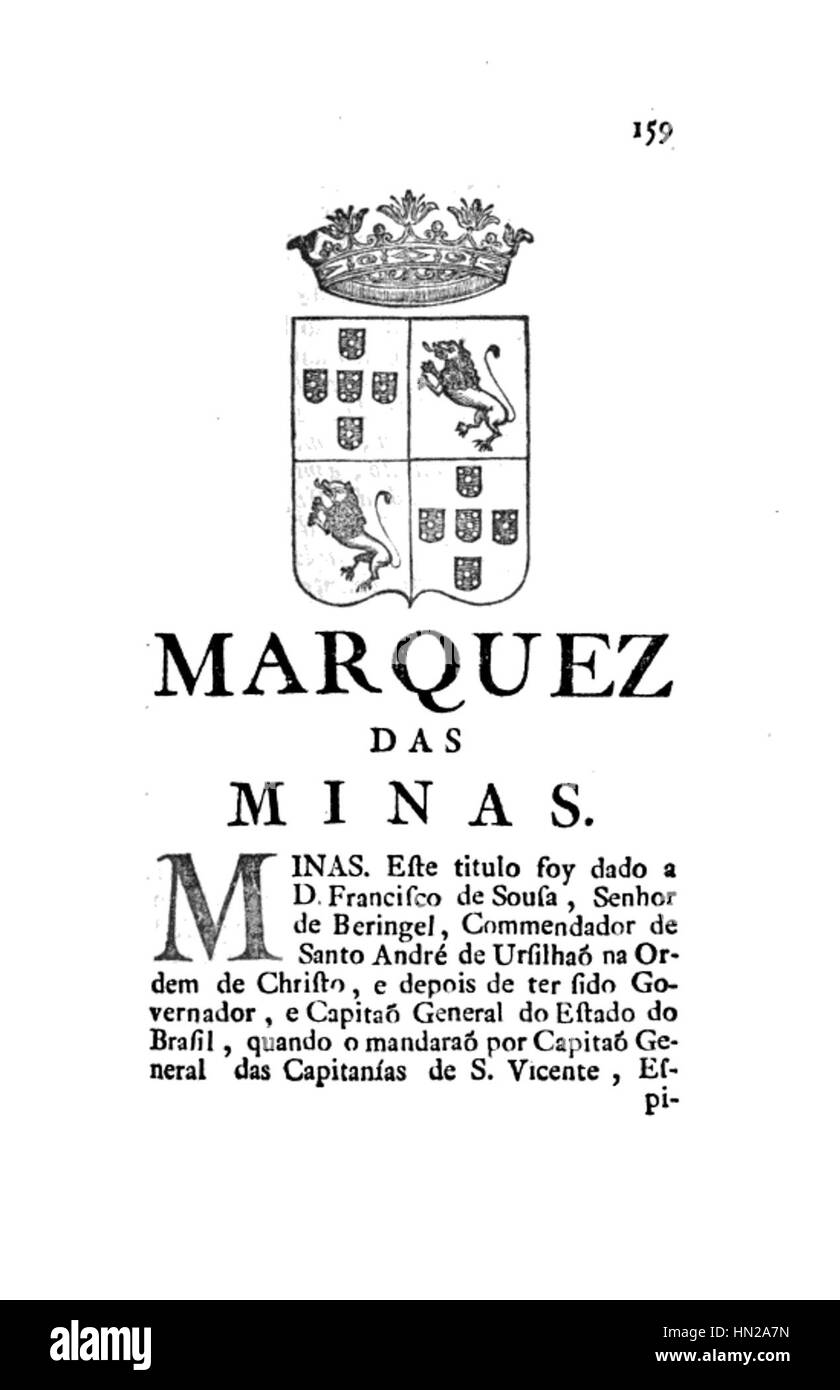 E Historicas Memorias Genealogicas dos Grandes de Portugal - Marquez das Minas Banque D'Images