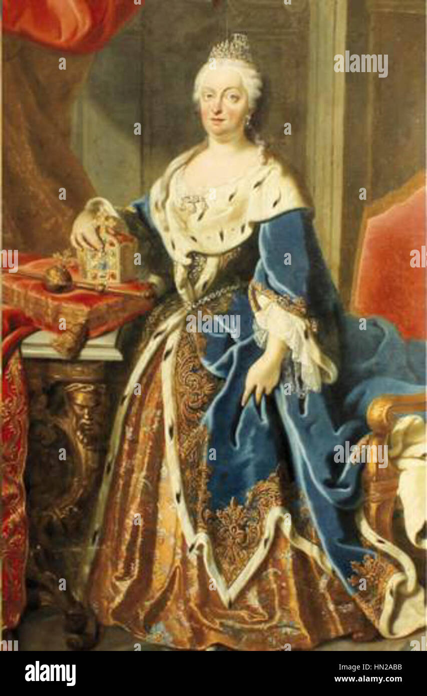 Maria Amalia d'Autriche, Impératrice du Saint-Empire romain, dans un portrait par George Desmarées, un peintre suédois, vers 1754-1760. Banque D'Images