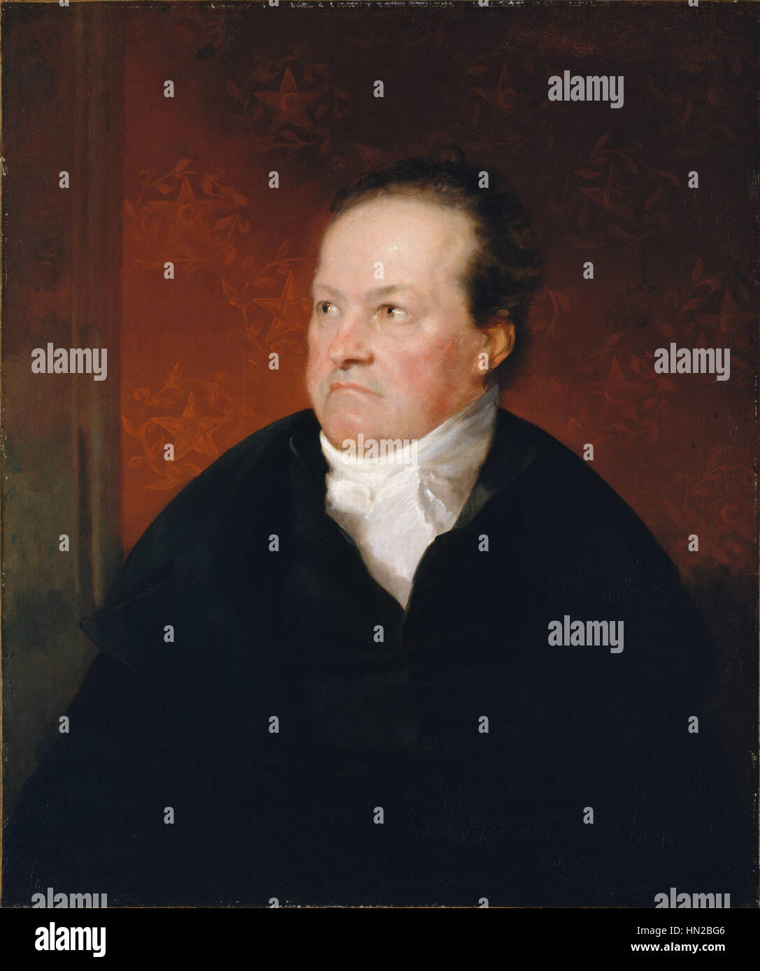 Le portrait de de Witt Clinton, éminent politicien et ancien gouverneur de New York par Samuel F. B. Morse, est une représentation finement détaillée qui souligne la présence digne de Clinton et son leadership dans les débuts de la politique américaine. Banque D'Images