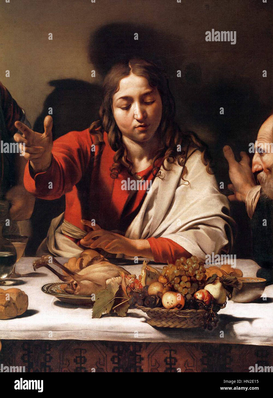 Michelangelo Merisi da Caravaggio - Le souper à Emmaüs (détail) - WGA04143 Banque D'Images