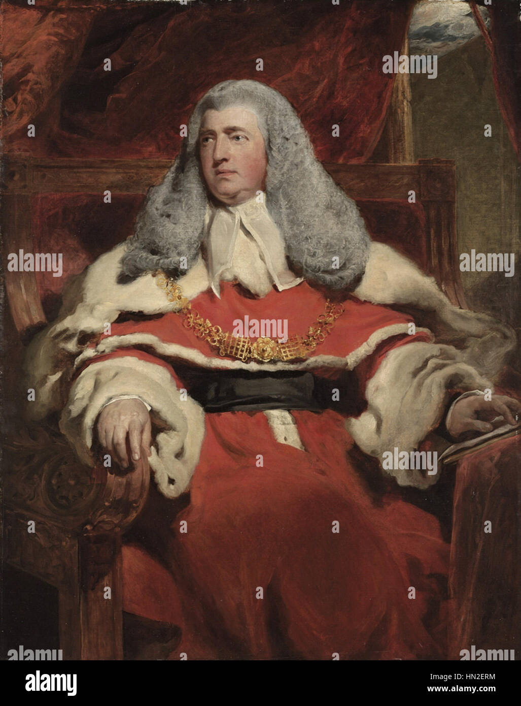 *Lord Ellenborough* est un portrait de la figure politique britannique, qui capture son apparence digne et sa stature dans la société. L’œuvre reflète le style et la formalité des traditions du portrait de l’époque. Banque D'Images