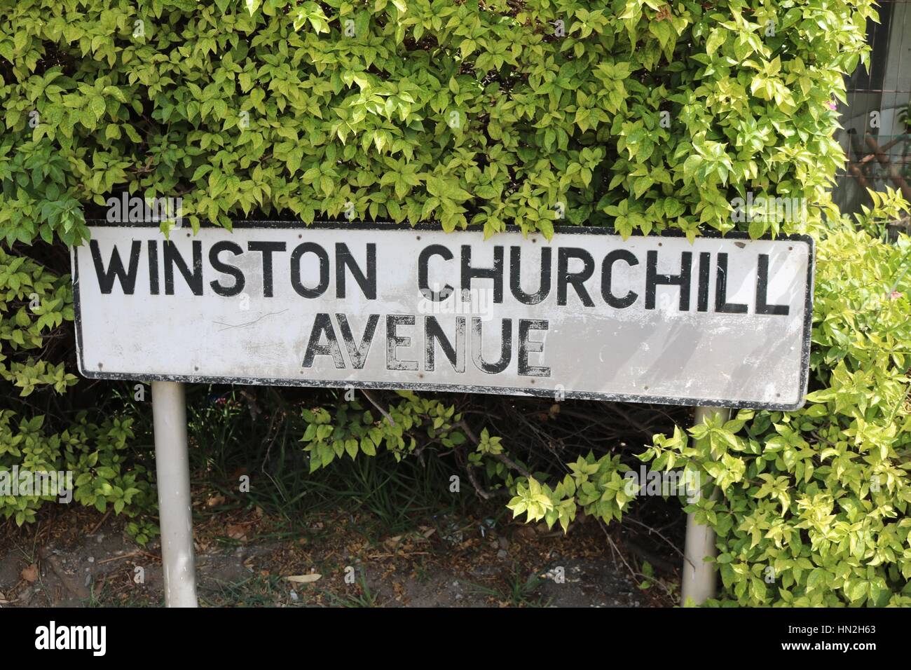 Signe de l'Avenue Winston Churchill Banque D'Images