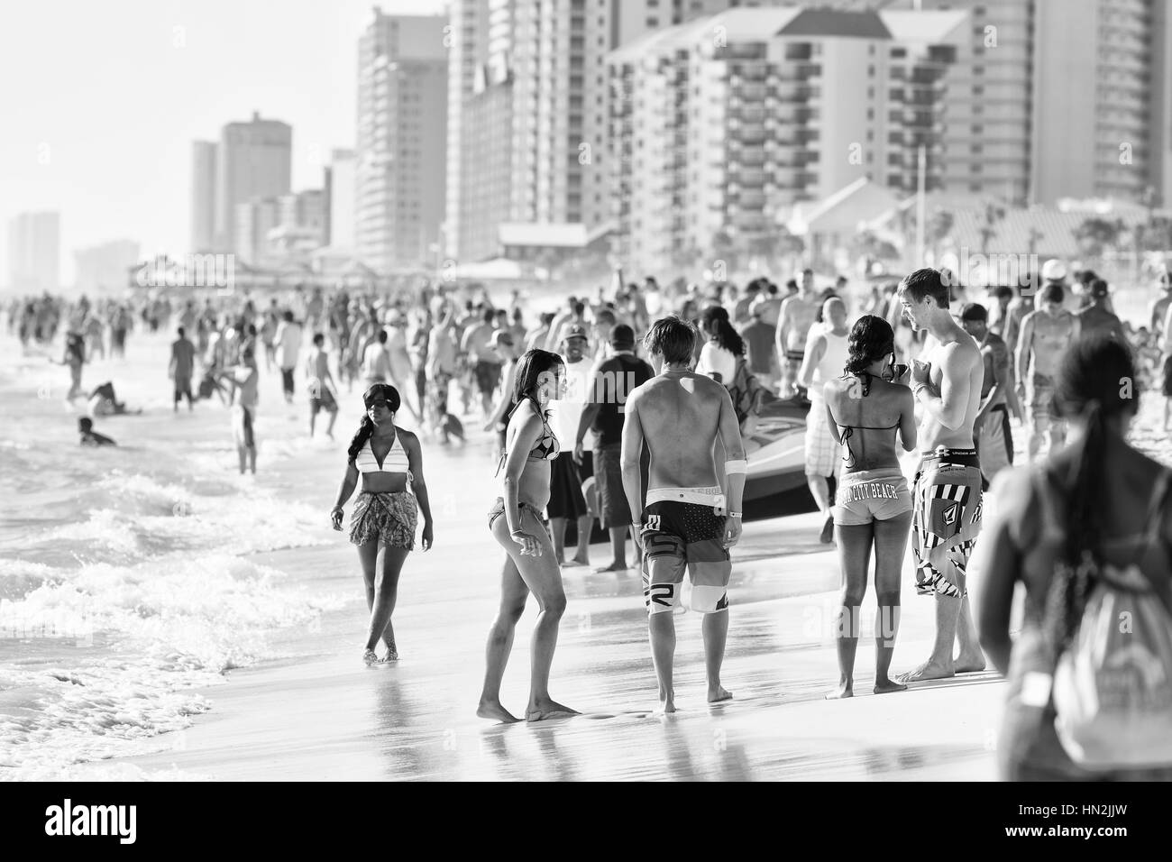 Panama City Beach, en Floride. les vacances de printemps, 2011. plage bondée. Banque D'Images