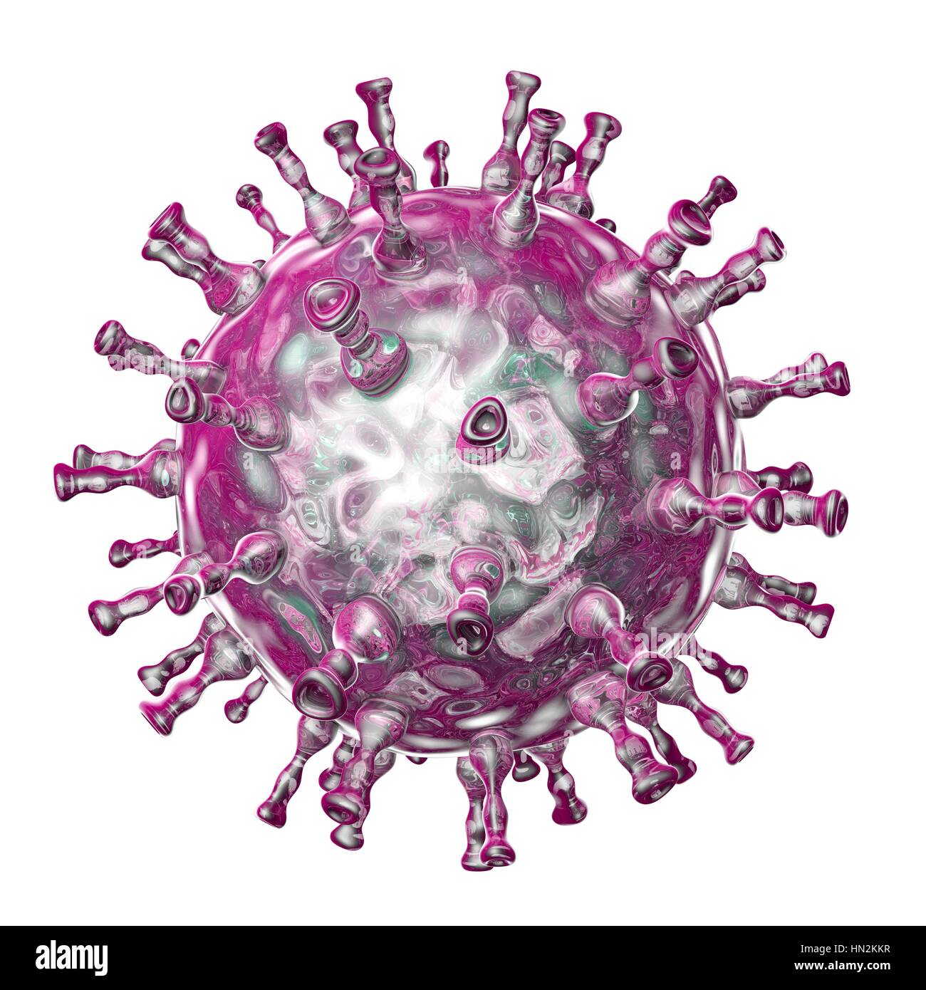 Illustration d'ordinateur de particules de virus varicelle-zona, la cause de la varicelle et le zona. Virus varicelle-zona est également connu sous le nom de virus de l'herpès humain de type 3 (HHV-3). Banque D'Images