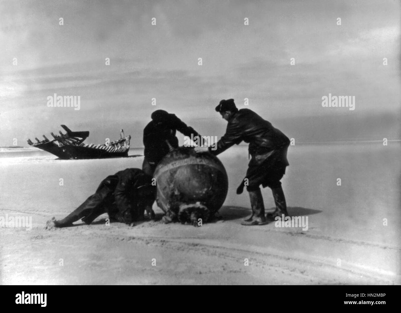 Mines sur une plage avril-mai 1940 La France - Seconde Guerre mondiale Banque D'Images