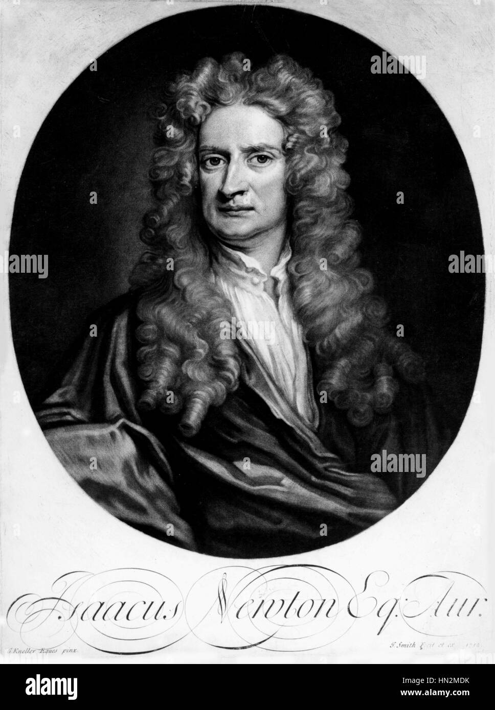 Isaac Newton par G. Kneller Portrait Galerie Londres-National 17e siècle Banque D'Images