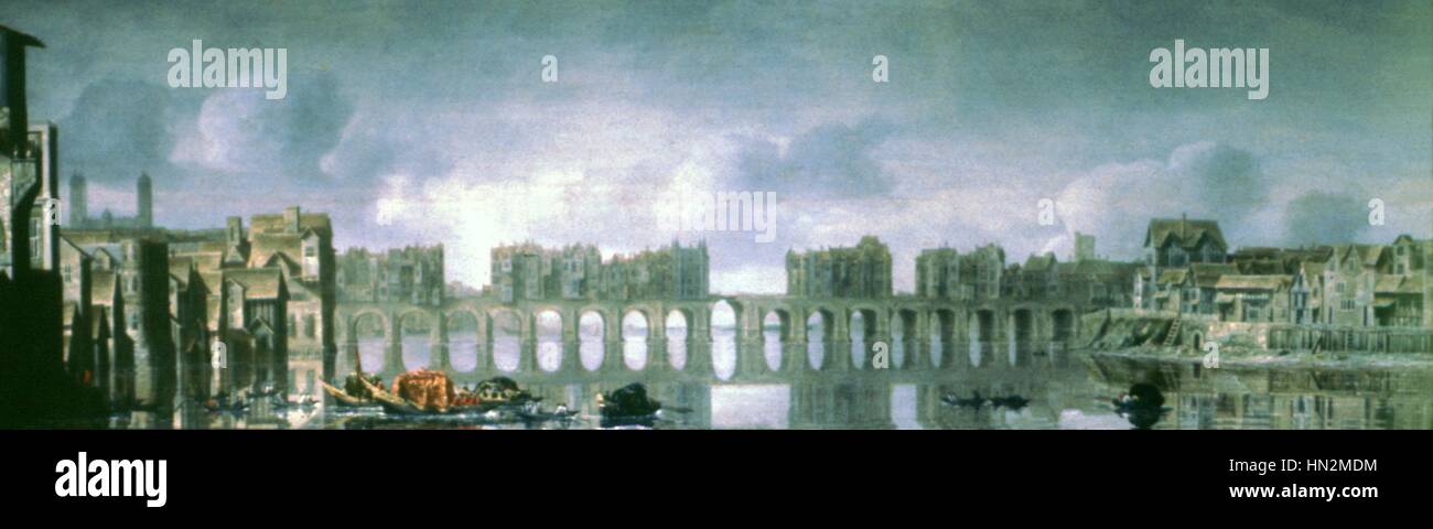 De Jongh l'ancien pont de Londres l'Angleterre du xixe siècle Collection privée Banque D'Images