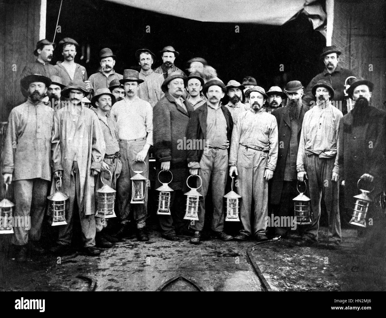 Mineurs français dans une mine américaine c.1900 United States Banque D'Images