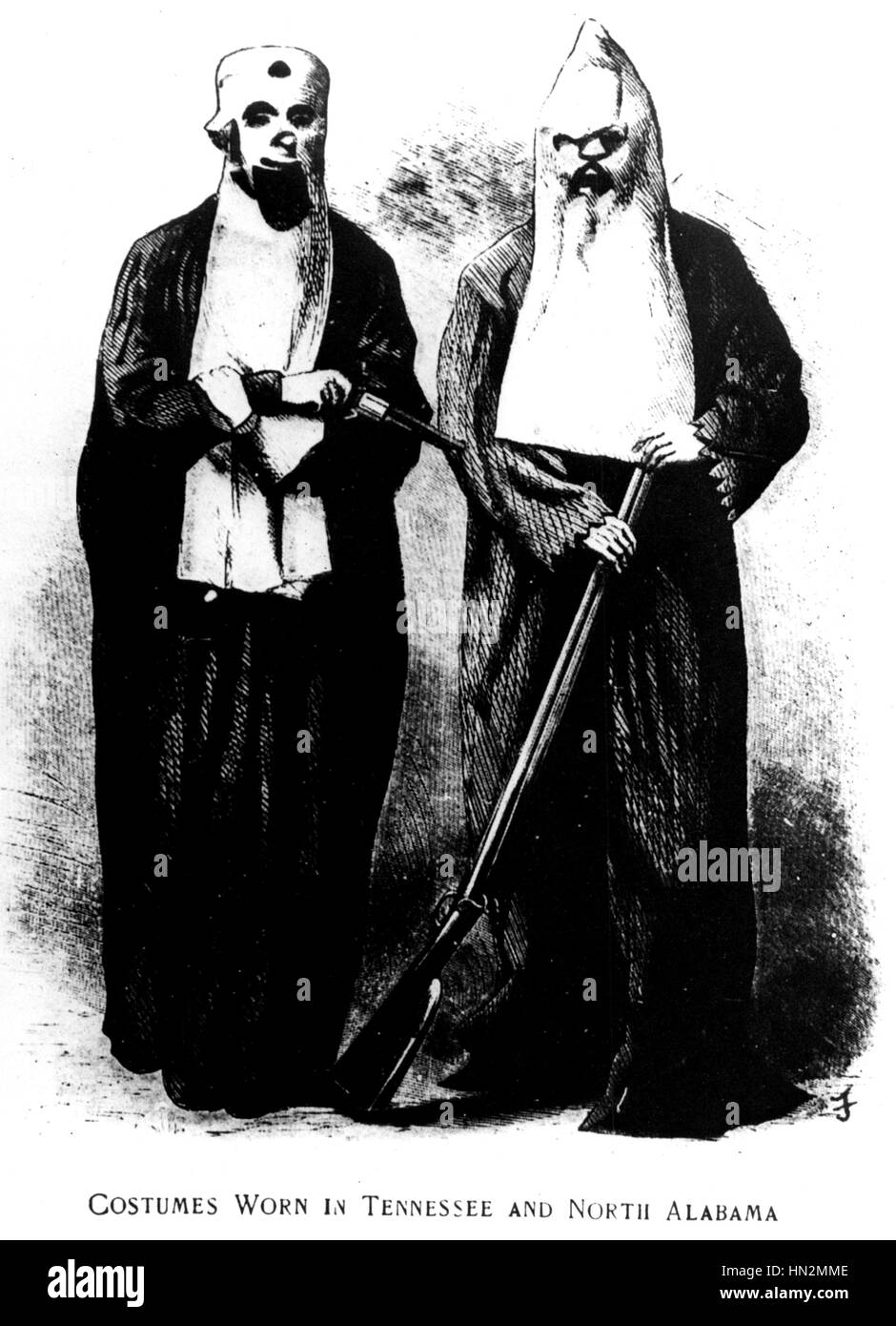Dessin tiré de "Ku Klux Klan" par John Carter. Costumes au Tennessee et North Alabama 1868 United States Washington. Bibliothèque du Congrès Banque D'Images