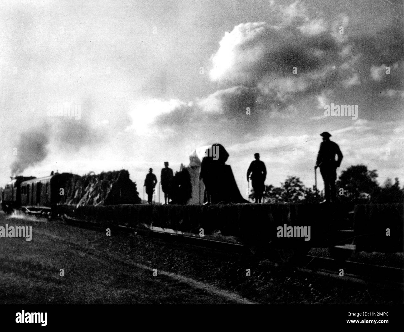 Train transportant des corps de Masaryk pour les funérailles officielles 1937 La Tchécoslovaquie Banque D'Images