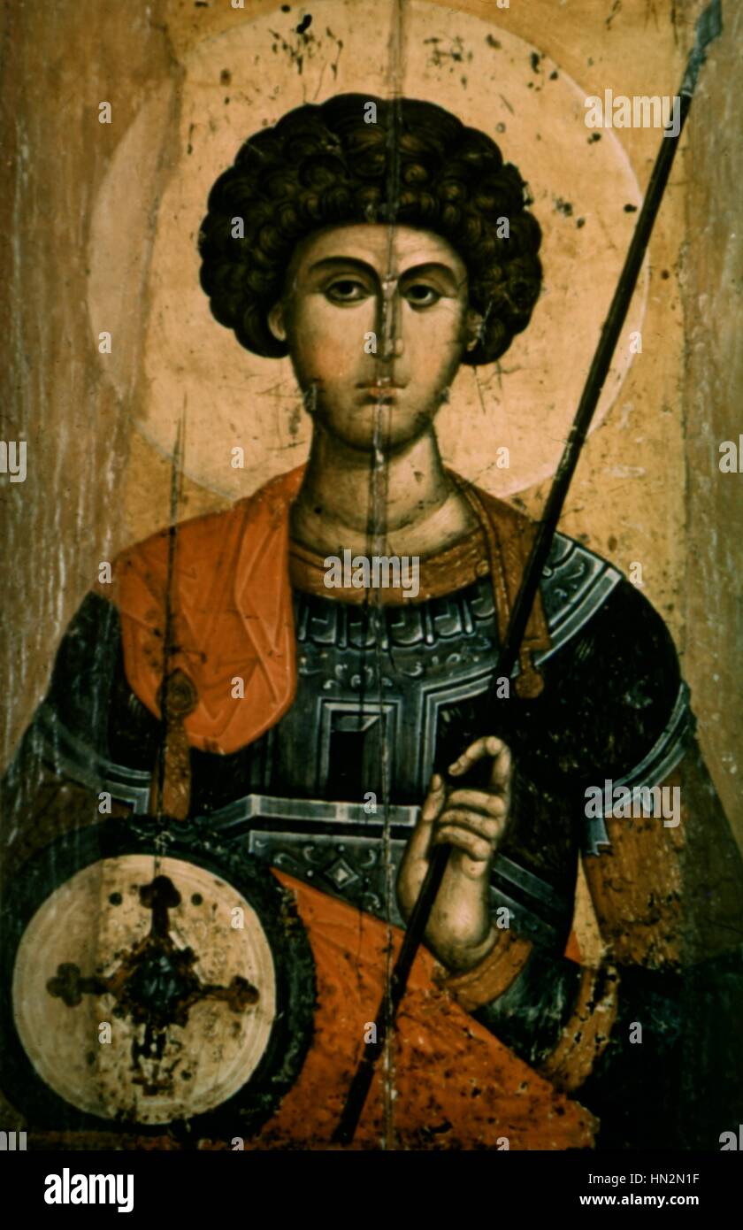Saint George La Mi-15ème siècle Byzance Athènes, Musée Byzantin Banque D'Images